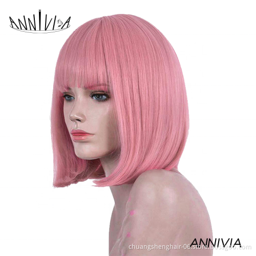 Wholesale Top Selling Colour wig blend natural afro curly wavy for woman glueless fiber synthetic color wig hair wigs short bob